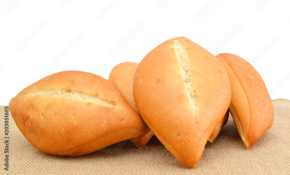 Bread on a burlap background
