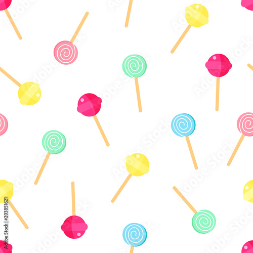 Lollipop pattern. Sweet candy background. Cartoon lollipop texture. Vector illustration