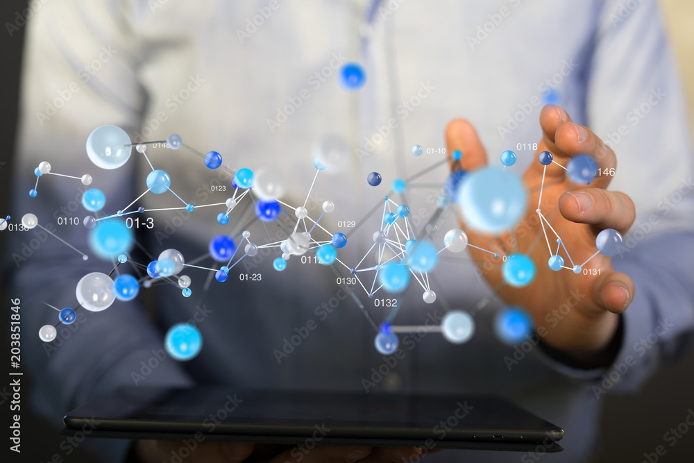 network holograms datas digital sphere 3D