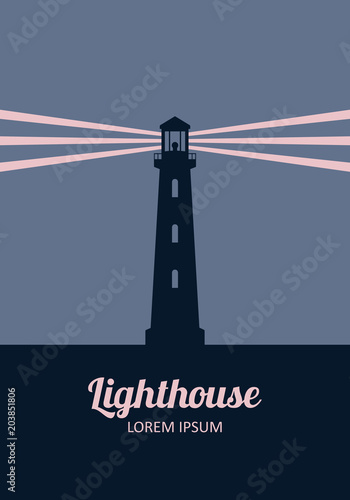 Lighthouse silhouette at night vector illustration © flowersonthemoon
