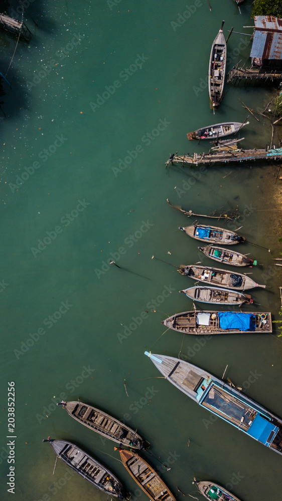 aerial view landscape of port  Koh Yao Noi ,  Krabi Thailand