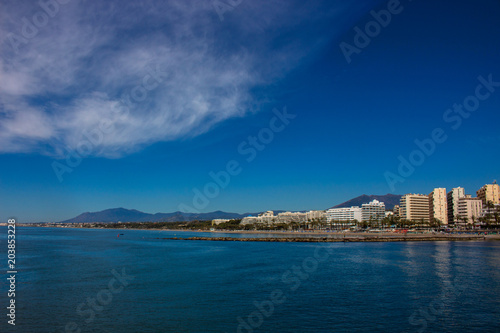 Marbella view. A sunny day in Marbella. Malaga province, Andalusia, Spain. Picture taken – 3 may 2018.