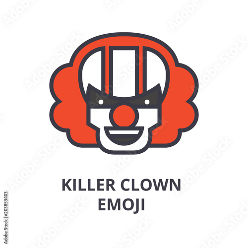 killer clown emoji vector line icon, sign, illustration on white background, editable strokes