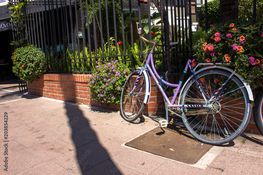 Bicycle. Bike on the promenade in Marbella. Malaga province, Andalusia, Spain. Picture taken – 3 may 2018. 