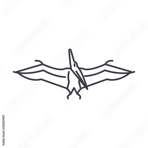 pteranodon vector line icon, sign, illustration on white background, editable strokes