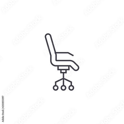 rolling armchair vector line icon, sign, illustration on white background, editable strokes photo