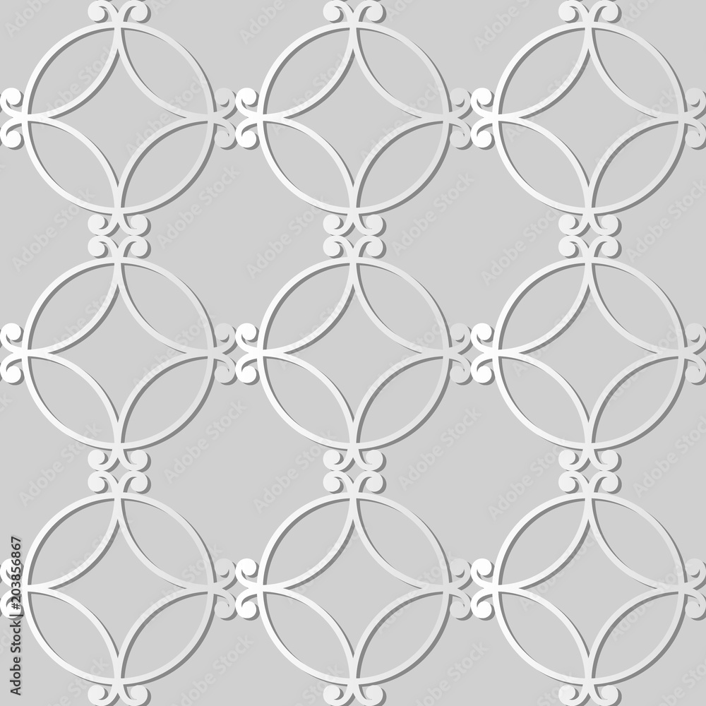 Fototapeta premium 3D white paper art Spiral Round Curve Cross Frame