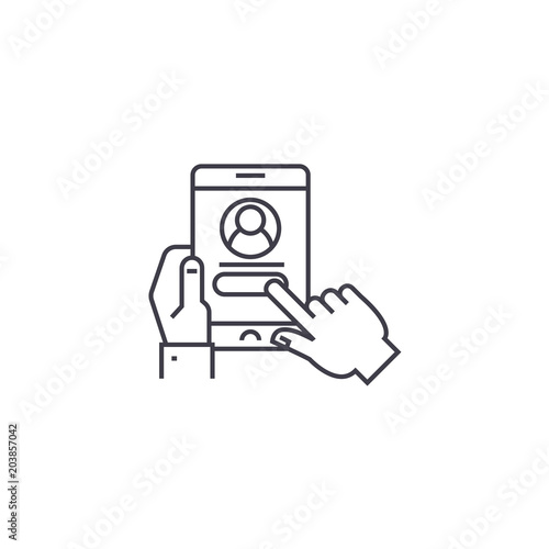 user authorization vector line icon, sign, illustration on white background, editable strokes