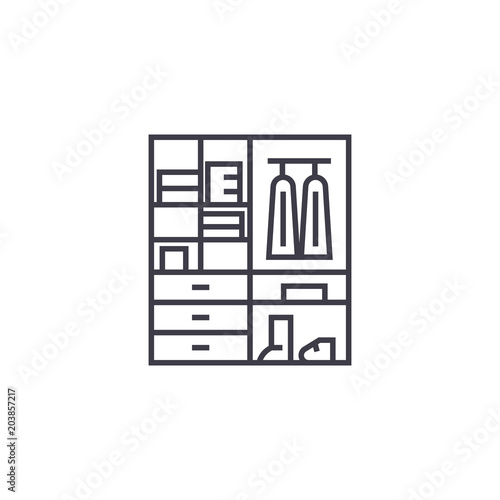 wardrobe vector line icon, sign, illustration on white background, editable strokes