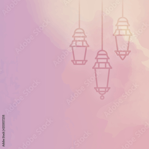 Ramadan decorative lights on colorful background