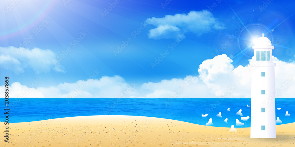 海夏灯台背景stock Vector Adobe Stock