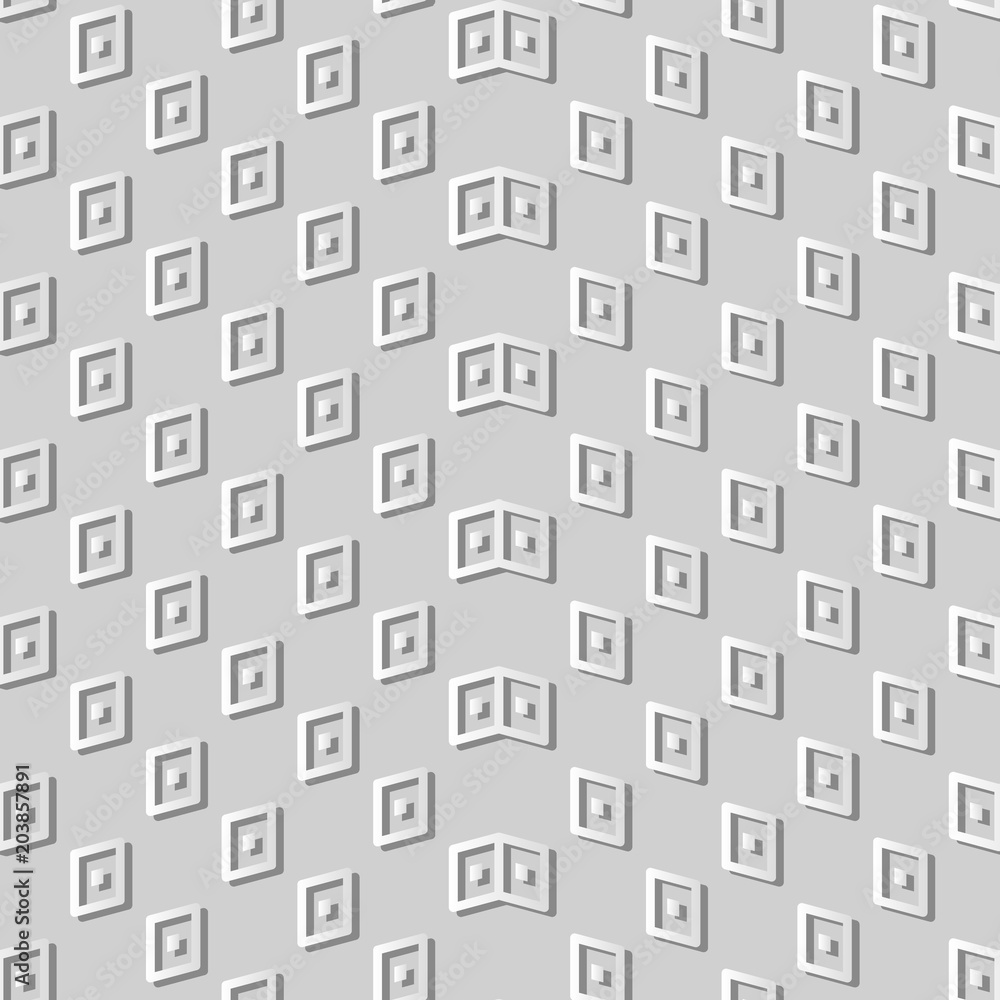 3D white paper art Geometry Check Dot Wave Frame