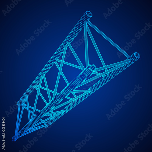 Truss girder element. Wireframe low poly mesh vector illustration.