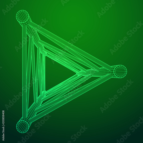 Truss girder element. Wireframe low poly mesh vector illustration.