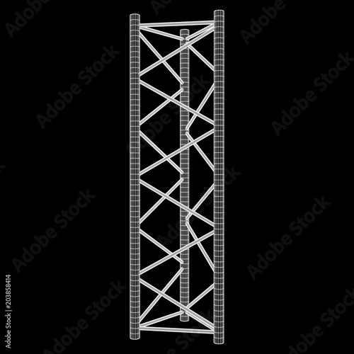 Truss girder element. Wireframe low poly mesh vector illustration.