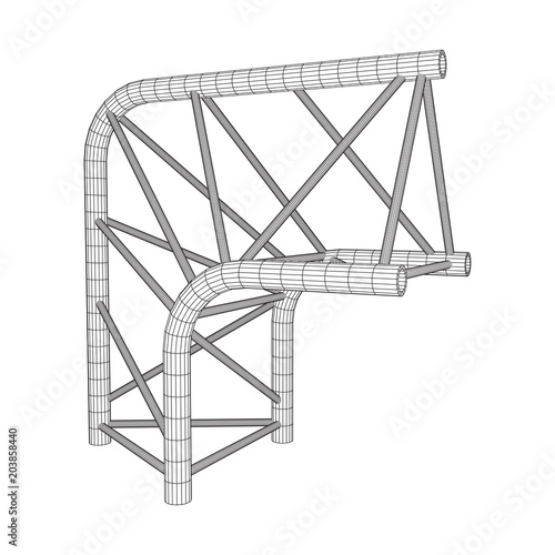 Truss girder element. Wireframe low poly mesh vector illustration.