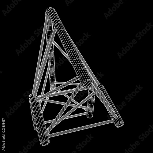 Truss girder element. Wireframe low poly mesh vector illustration.