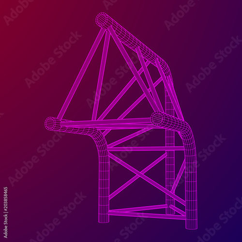 Truss girder element. Wireframe low poly mesh vector illustration.