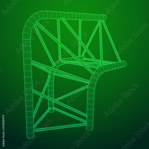 Truss girder element. Wireframe low poly mesh vector illustration.