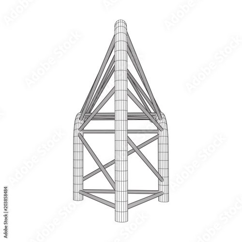 Truss girder element. Wireframe low poly mesh vector illustration.