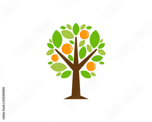Tree Fresh Fruit Icon Logo Design Element