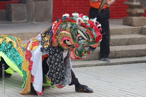 a qilin dance at Tin Hau Temple hk photo