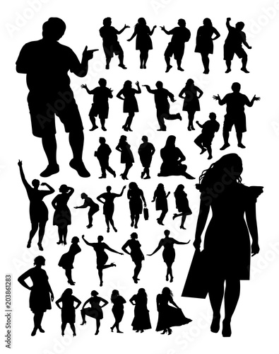 Fat people detail silhouette. Vector, illustration.Good use for symbol, logo, web icon, mascot, sign, or any design you want.