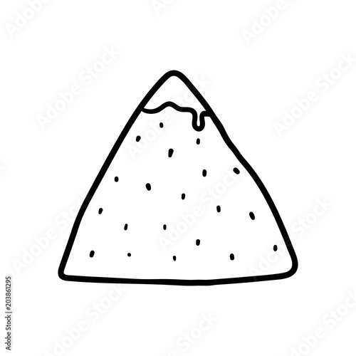 Cartoon Tortilla Chip Black Line White Background