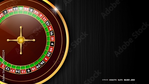 Casino roulette wheel isolated on dark background
