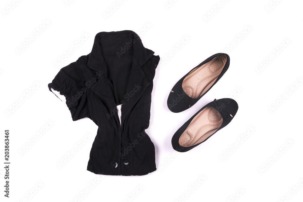 Still life photo of women black and white clothes or outfit Still life photo of women black and white clothes or outfit