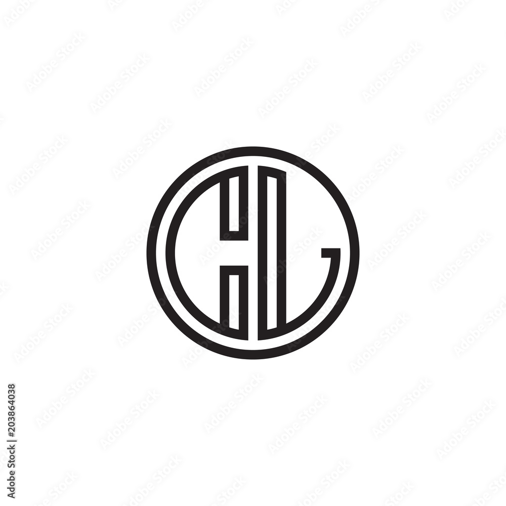 Initial letter CL, minimalist line art monogram circle shape logo, black color Initial letter CL, minimalist line art monogram circle shape logo, black color