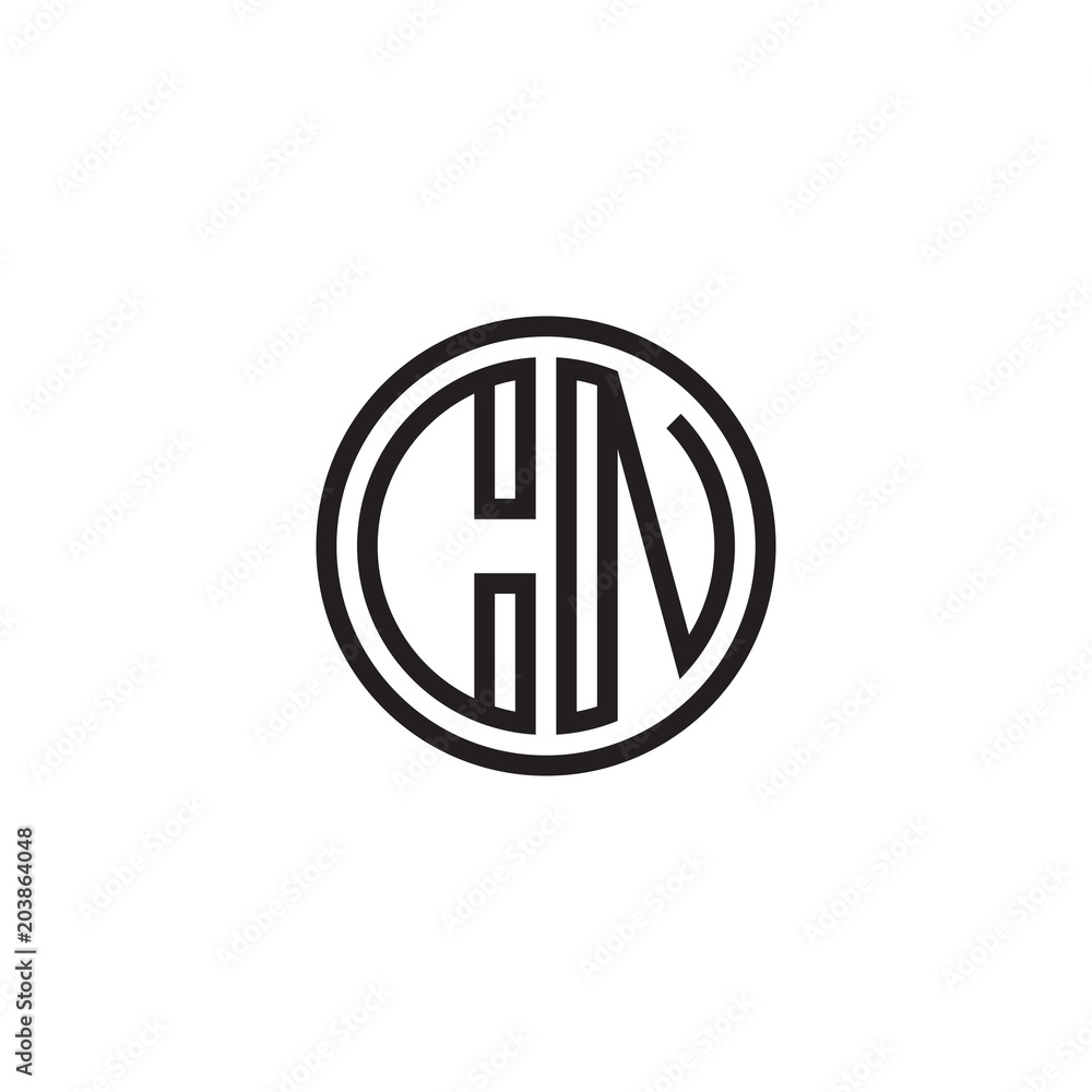 Initial letter CN, minimalist line art monogram circle shape logo, black color Initial letter CN, minimalist line art monogram circle shape logo, black color