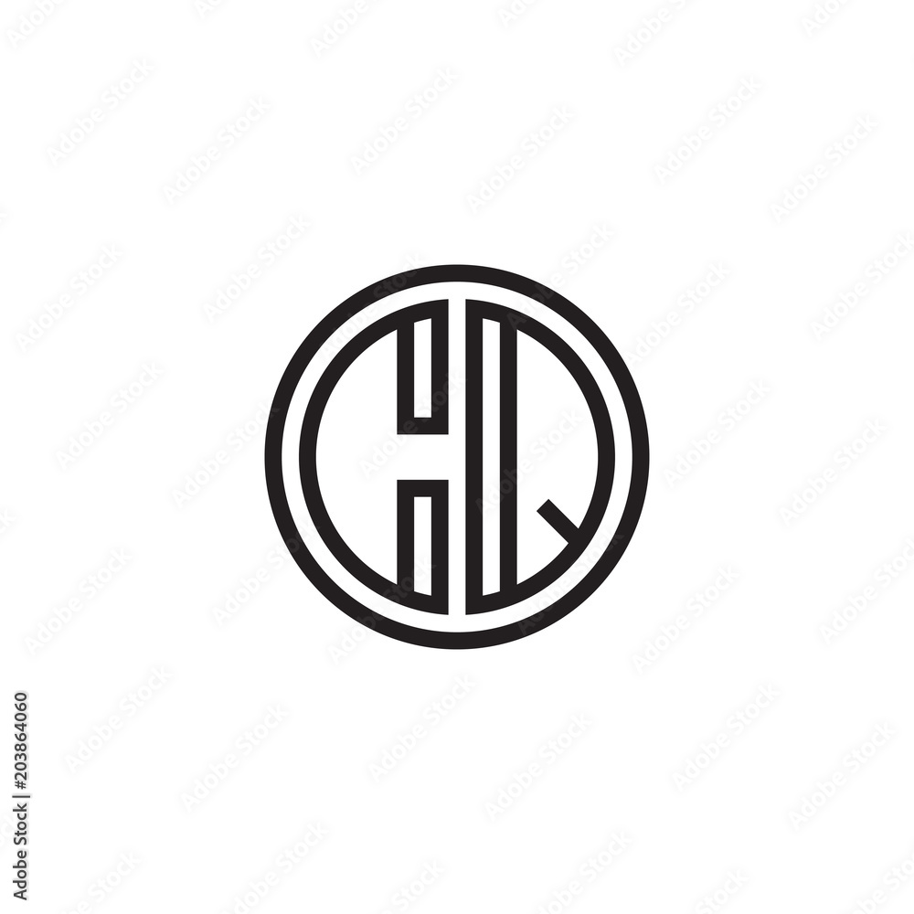 Initial letter CQ, minimalist line art monogram circle shape logo, black color Initial letter CQ, minimalist line art monogram circle shape logo, black color