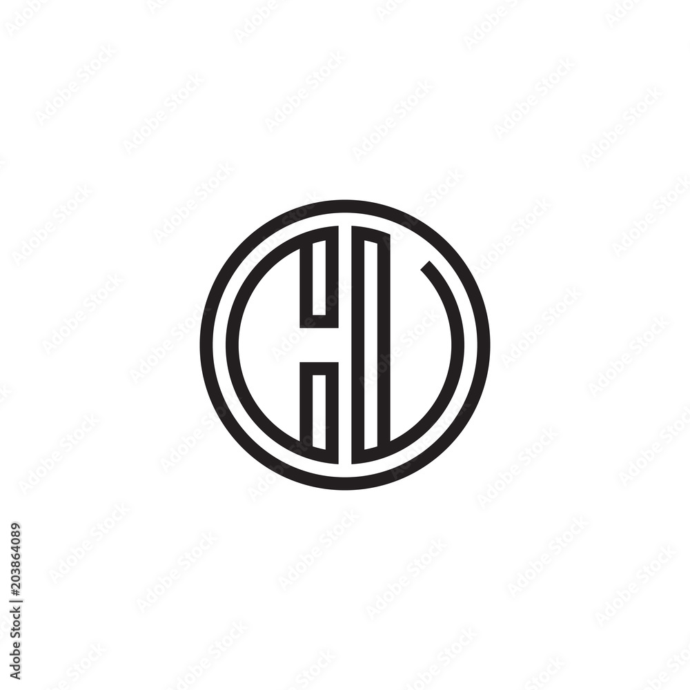 Initial letter CU, CV, minimalist line art monogram circle shape logo, black color Initial letter CU, CV, minimalist line art monogram circle shape logo, black color