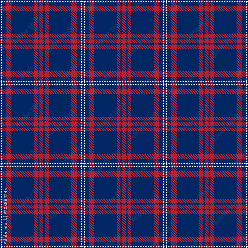 Obraz premium Patriotic Tartan of White , Blue, Red Seamless Patterns