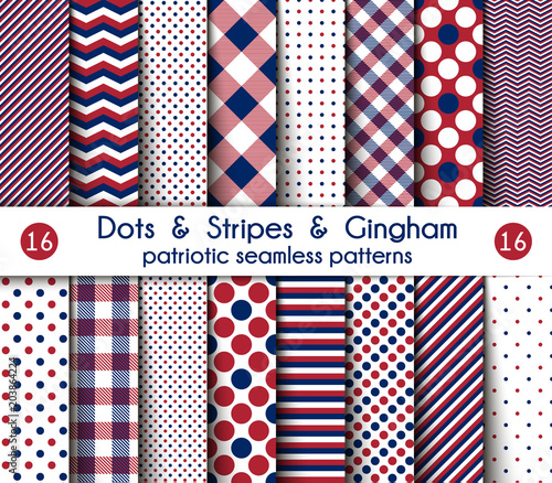 Set of Sixteen Patriotic Seamless Patterns