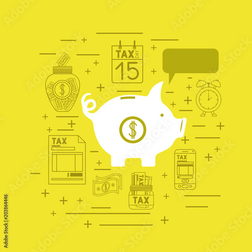 tax day set icons vector illustration design