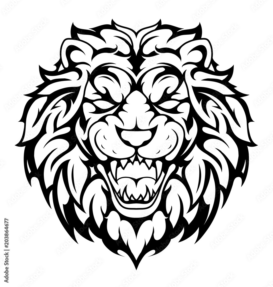 Folkpatterned lion head in profile tattoo design sketch by Angry    ClipArt Best  ClipArt Best