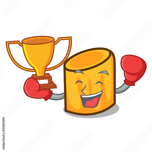 Boxing winner rigatoni mascot cartoon style