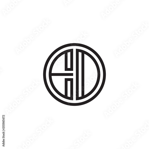 Foto Initial letter ED, EO, minimalist line art monogram circle shape logo, black col