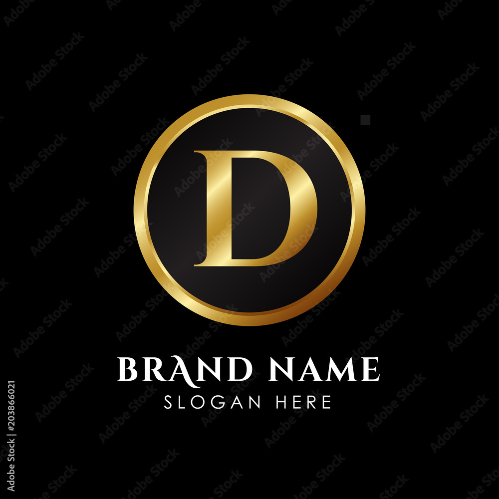 luxury letter D logo template in gold color. Royal premium logo template vector