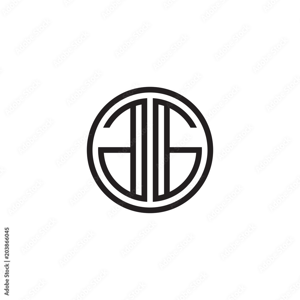 Initial letter GG mirror, minimalist line art monogram circle shape logo, black color Initial letter GG mirror, minimalist line art monogram circle shape logo, black color