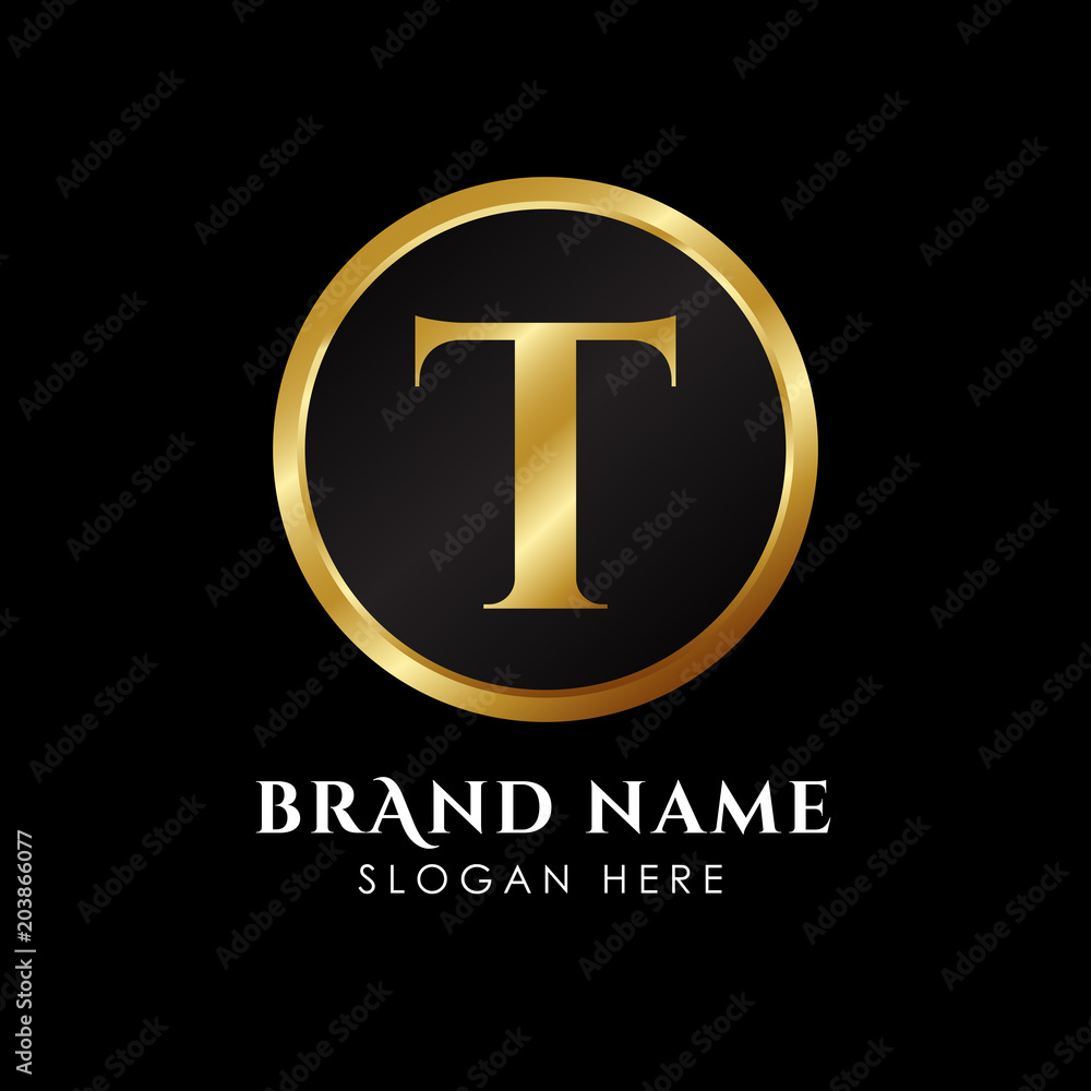 luxury letter T logo template in gold color. Royal premium logo template vector luxury letter T logo template in gold color. Royal premium logo template vector