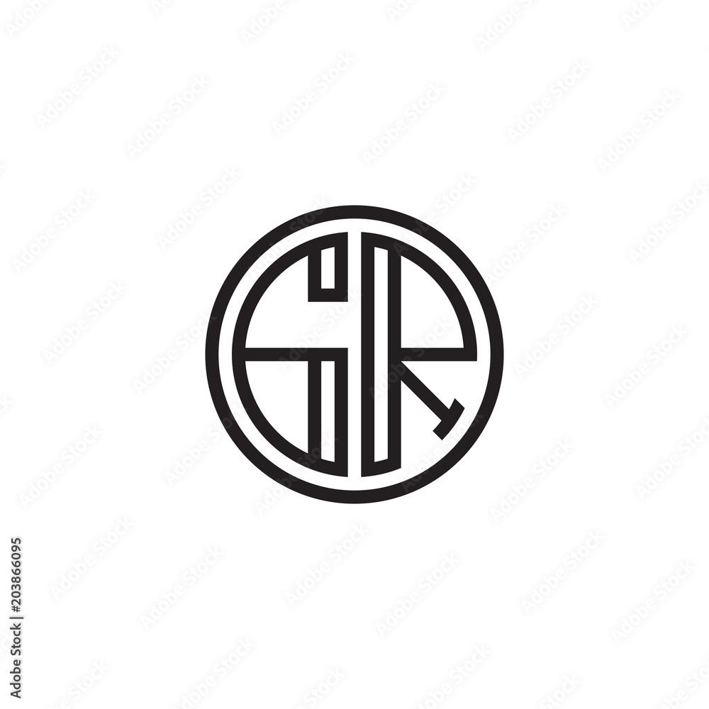 Initial letter GR, minimalist line art monogram circle shape logo, black color Initial letter GR, minimalist line art monogram circle shape logo, black color