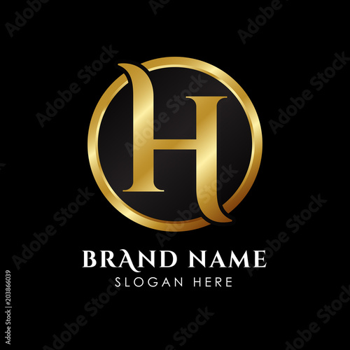 luxury letter H logo template in gold color. Royal premium logo template vector