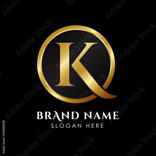 luxury letter K logo template in gold color. Royal premium logo template vector