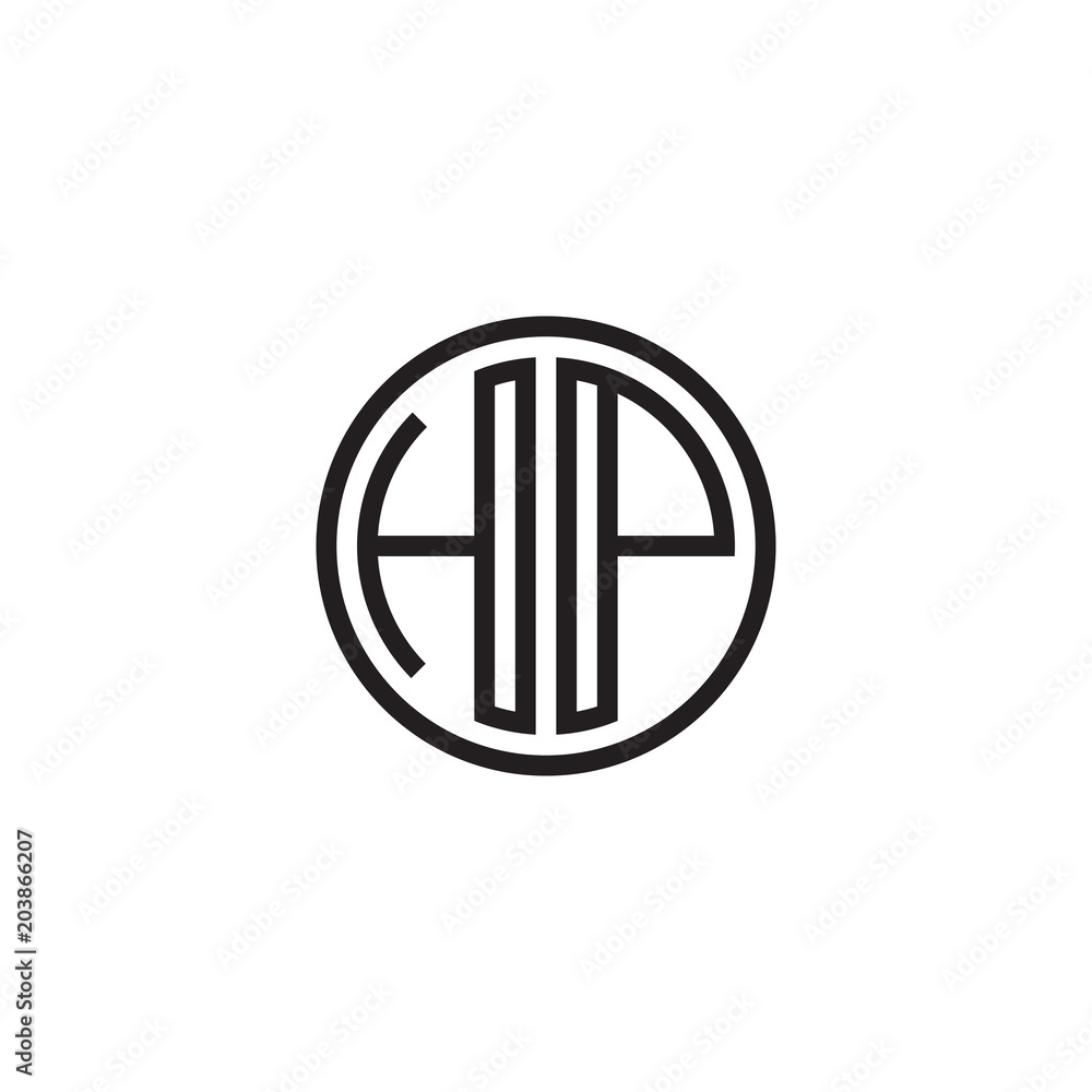Initial letter HP, minimalist line art monogram circle shape logo, black color Initial letter HP, minimalist line art monogram circle shape logo, black color