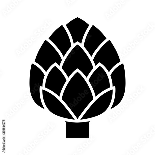Globe artichoke thistle flower bud flat vector icon for food apps and websites
