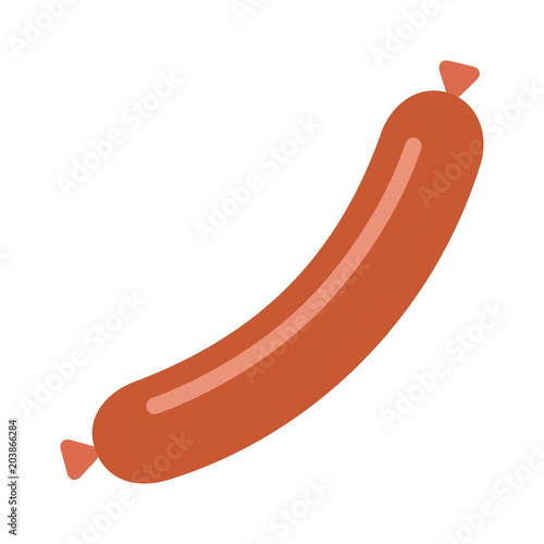 Fotografie, Obraz Cooked sausage meat link or wiener dog flat vector icon for food apps and websit