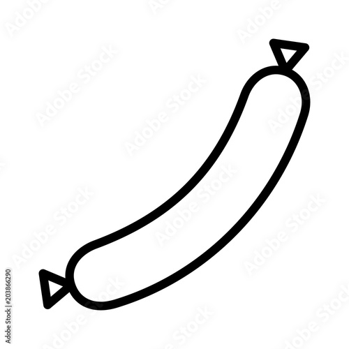 Sausage meat link or wiener dog line art vector icon for food apps and websites